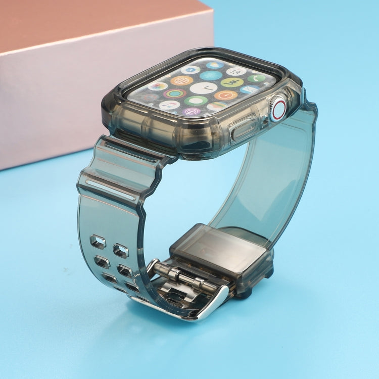 Transparent TPU Integrated Watch Band For Apple Watch Series 7 41mm / 6 & SE & 5 & 4 40mm / 3 & 2 & 1 38mm(Black) by bashfashion