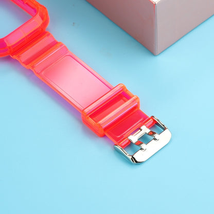 Transparent TPU Integrated Watch Band For Apple Watch Series 7 41mm / 6 & SE & 5 & 4 40mm / 3 & 2 & 1 38mm(Rose Red) by bashfashion