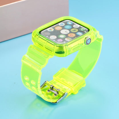 Transparent TPU Integrated Watch Band For Apple Watch Series 7 41mm / 6 & SE & 5 & 4 40mm / 3 & 2 & 1 38mm(Fluorescent Green) by bashfashion