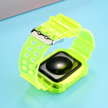 Transparent TPU Integrated Watch Band For Apple Watch Series 7 41mm / 6 & SE & 5 & 4 40mm / 3 & 2 & 1 38mm(Fluorescent Green) by bashfashion