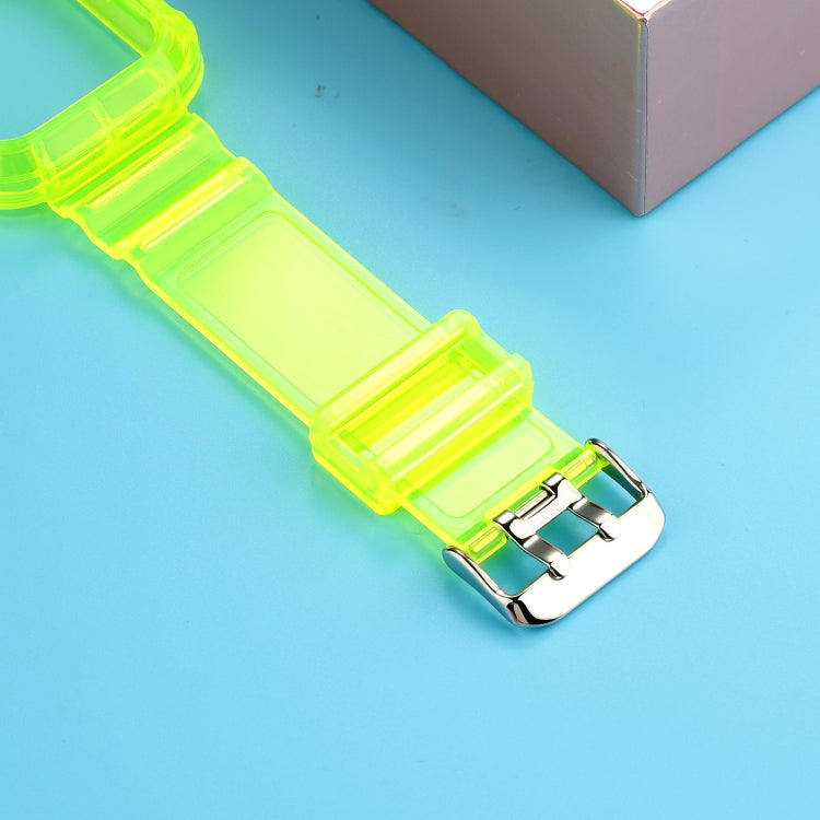 Transparent TPU Integrated Watch Band For Apple Watch Series 7 41mm / 6 & SE & 5 & 4 40mm / 3 & 2 & 1 38mm(Fluorescent Green) by bashfashion