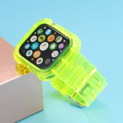 Transparent TPU Integrated Watch Band For Apple Watch Series 7 41mm / 6 & SE & 5 & 4 40mm / 3 & 2 & 1 38mm(Fluorescent Green) by bashfashion