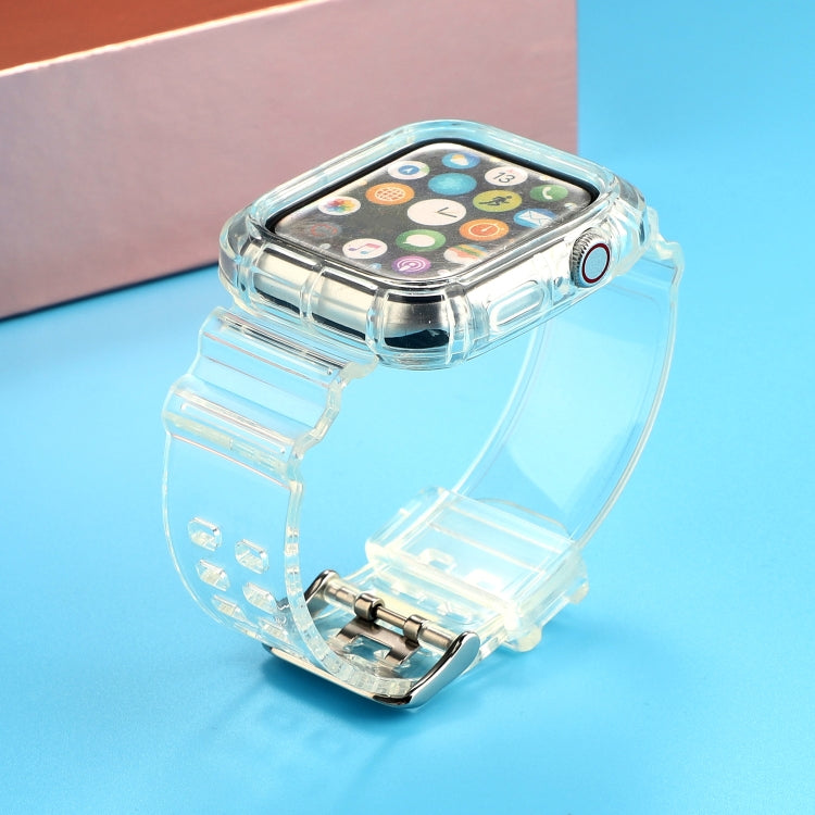 Transparent TPU Integrated Watch Band For Apple Watch Series 7 45mm / 6 & SE & 5 & 4 44mm / 3 & 2 & 1 42mm(White) by bashfashion