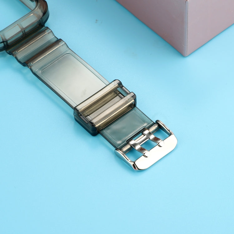 Transparent TPU Integrated Watch Band For Apple Watch Series 7 45mm / 6 & SE & 5 & 4 44mm / 3 & 2 & 1 42mm(Black) by bashfashion