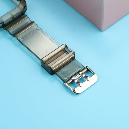 Transparent TPU Integrated Watch Band For Apple Watch Series 7 45mm / 6 & SE & 5 & 4 44mm / 3 & 2 & 1 42mm(Black) by bashfashion