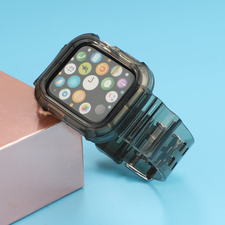 Transparent TPU Integrated Watch Band For Apple Watch Series 7 45mm / 6 & SE & 5 & 4 44mm / 3 & 2 & 1 42mm(Black) by bashfashion