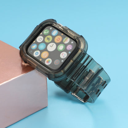 Transparent TPU Integrated Watch Band For Apple Watch Series 7 45mm / 6 & SE & 5 & 4 44mm / 3 & 2 & 1 42mm(Black) by bashfashion