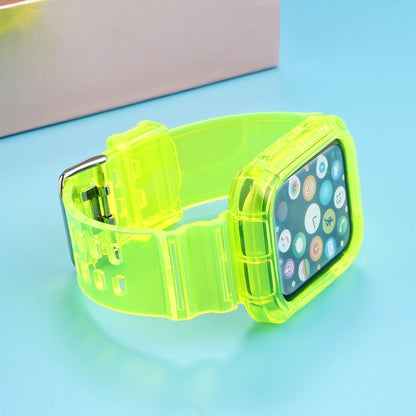 Transparent TPU Integrated Watch Band For Apple Watch Series 7 45mm / 6 & SE & 5 & 4 44mm / 3 & 2 & 1 42mm(Fluorescent Green) by bashfashion