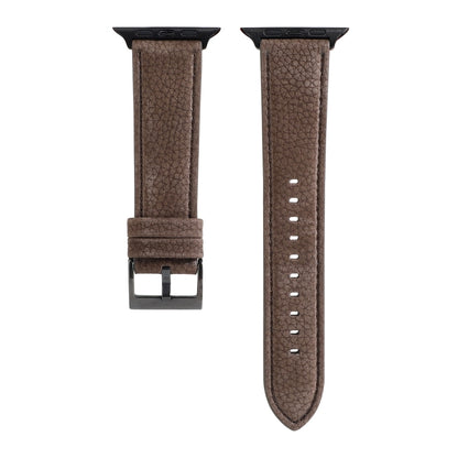 Litchi Texture Genuine Leather Watch Band For Apple Watch Series 7 41mm / 6 & SE & 5 & 4 40mm / 3 & 2 & 1 38mm(Khaki) by bashfashion