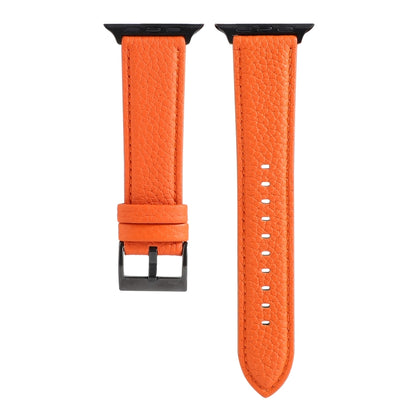 Litchi Texture Genuine Leather Watch Band For Apple Watch Series 7 41mm / 6 & SE & 5 & 4 40mm / 3 & 2 & 1 38mm(Orange) by bashfashion