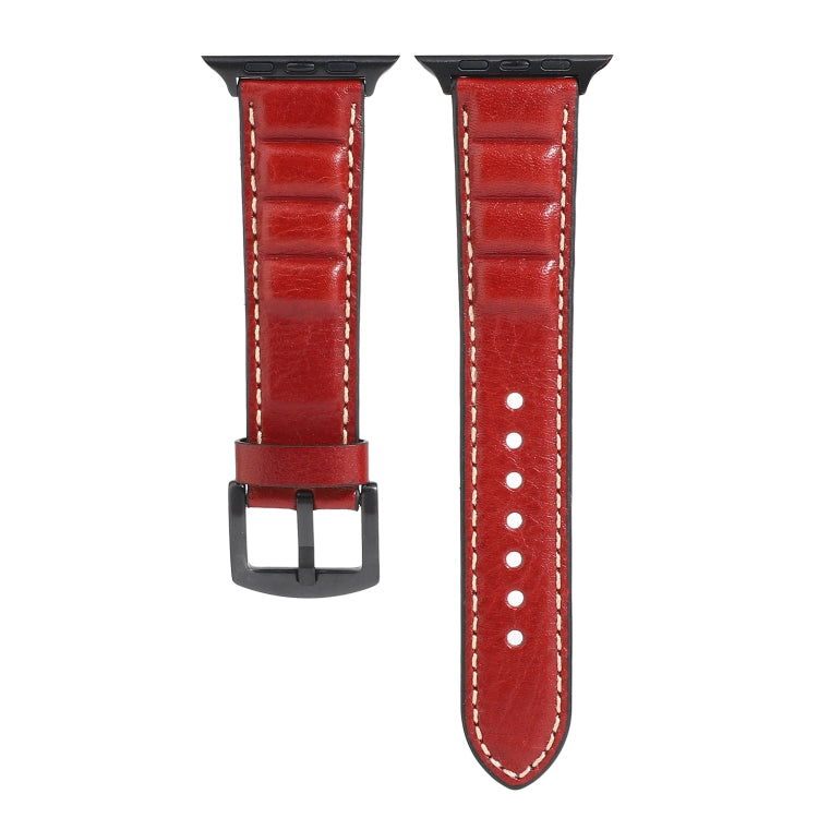 Genuine Leather Watch Band For Apple Watch Series 7 41mm / 6 & SE & 5 & 4 40mm / 3 & 2 & 1 38mm(Red) by bashfashion