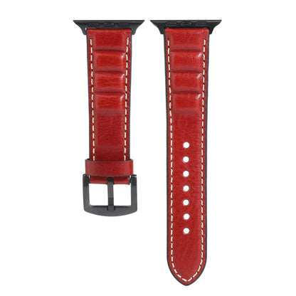 Genuine Leather Watch Band For Apple Watch Series 7 41mm / 6 & SE & 5 & 4 40mm / 3 & 2 & 1 38mm(Red) by bashfashion