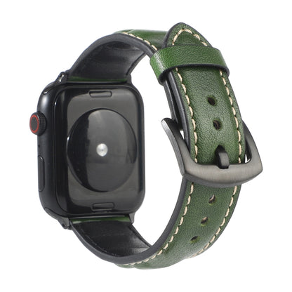 Genuine Leather Watch Band For Apple Watch Series 7 41mm / 6 & SE & 5 & 4 40mm / 3 & 2 & 1 38mm(Green) by bashfashion