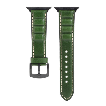 Genuine Leather Watch Band For Apple Watch Series 7 41mm / 6 & SE & 5 & 4 40mm / 3 & 2 & 1 38mm(Green) by bashfashion