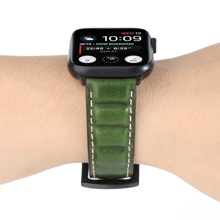 Genuine Leather Watch Band For Apple Watch Series 7 41mm / 6 & SE & 5 & 4 40mm / 3 & 2 & 1 38mm(Green) by bashfashion