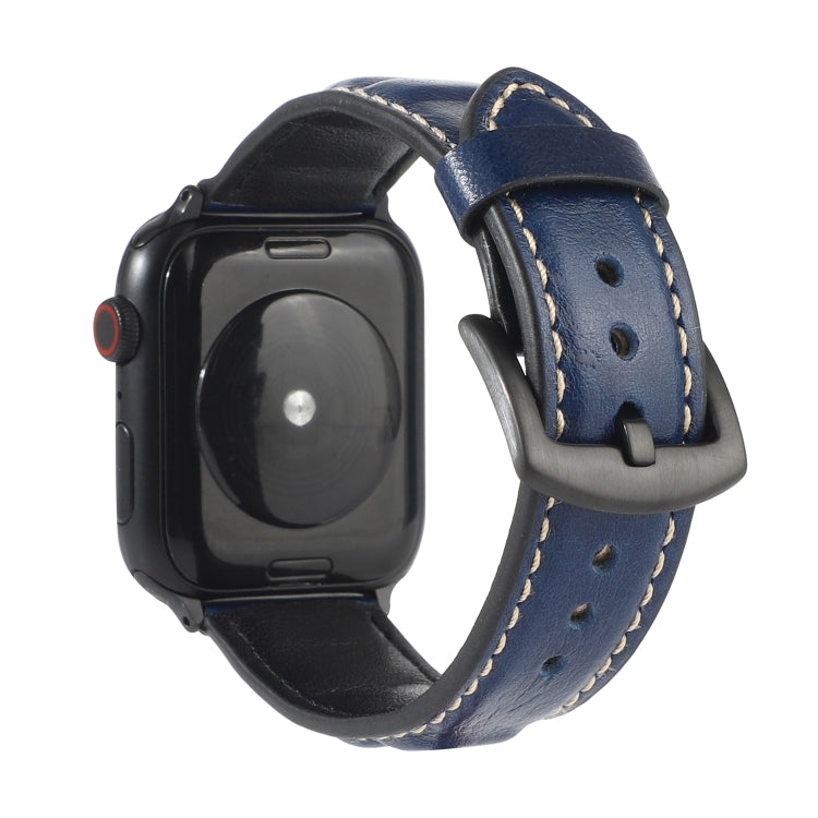 Genuine Leather Watch Band For Apple Watch Series 7 41mm / 6 & SE & 5 & 4 40mm / 3 & 2 & 1 38mm(Blue) by bashfashion