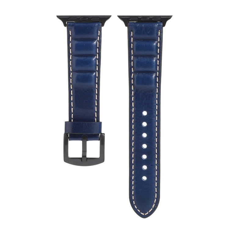 Genuine Leather Watch Band For Apple Watch Series 7 41mm / 6 & SE & 5 & 4 40mm / 3 & 2 & 1 38mm(Blue) by bashfashion