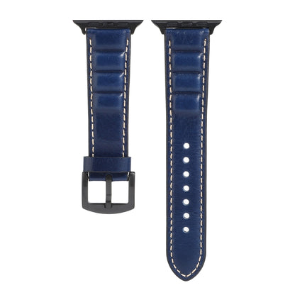 Genuine Leather Watch Band For Apple Watch Series 7 41mm / 6 & SE & 5 & 4 40mm / 3 & 2 & 1 38mm(Blue) by bashfashion