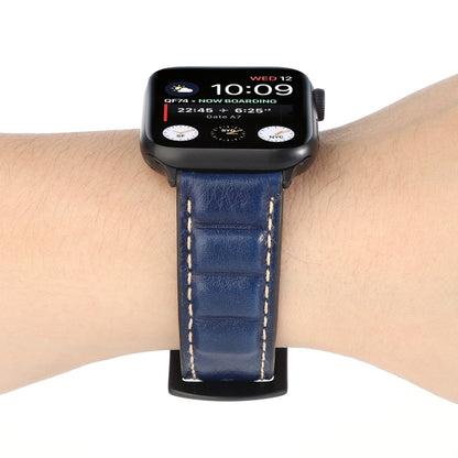 Genuine Leather Watch Band For Apple Watch Series 7 41mm / 6 & SE & 5 & 4 40mm / 3 & 2 & 1 38mm(Blue) by bashfashion