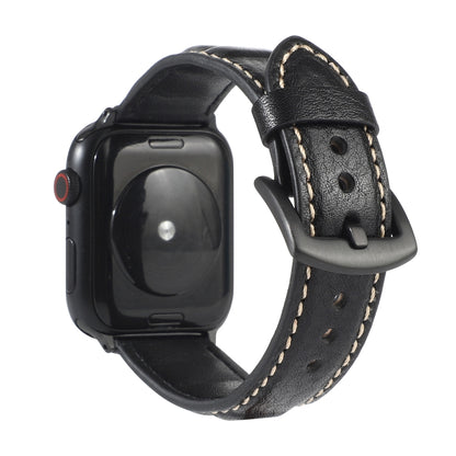 Genuine Leather Watch Band For Apple Watch Series 7 41mm / 6 & SE & 5 & 4 40mm / 3 & 2 & 1 38mm(Black) by bashfashion