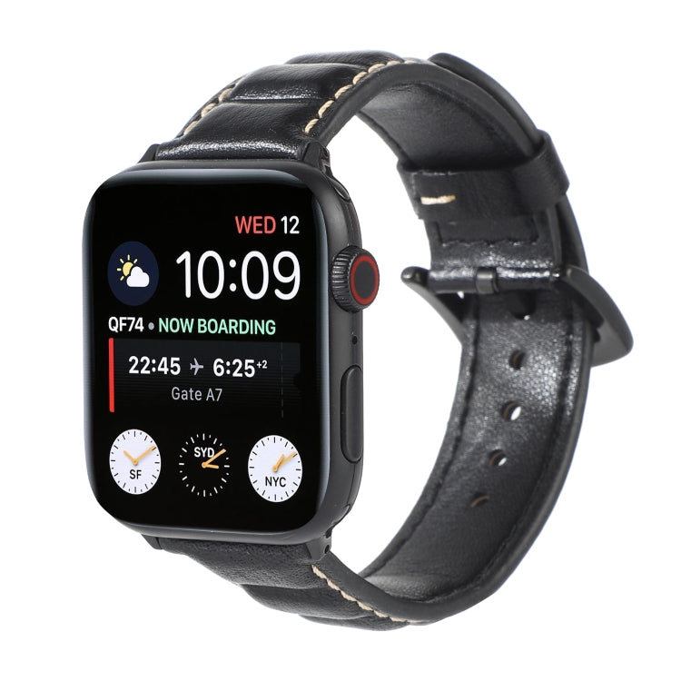 Genuine Leather Watch Band For Apple Watch Series 7 41mm / 6 & SE & 5 & 4 40mm / 3 & 2 & 1 38mm(Black) by bashfashion