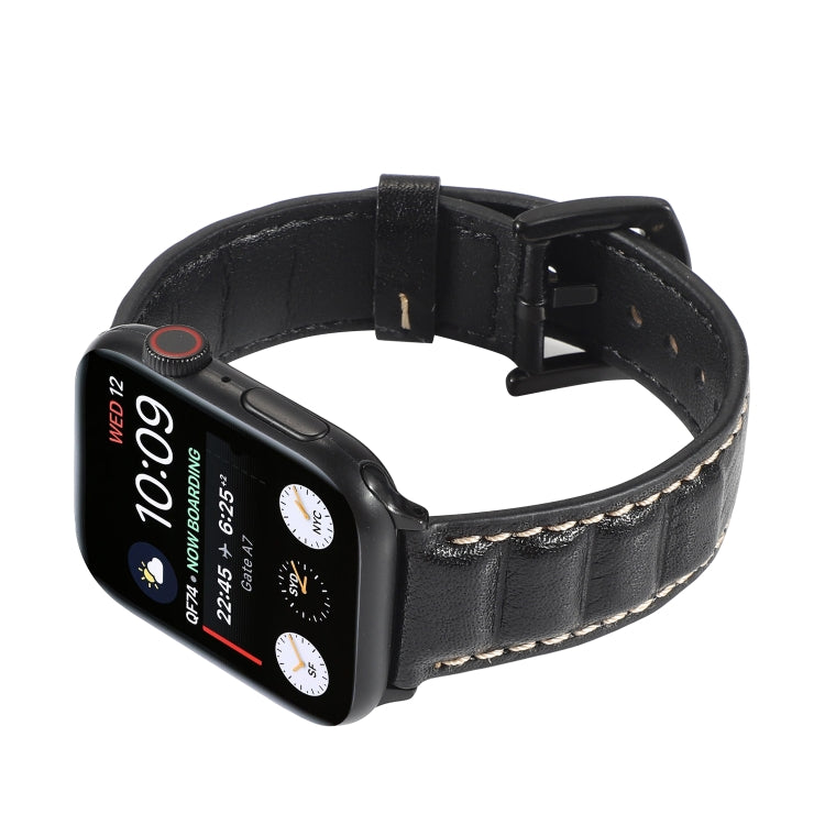 Genuine Leather Watch Band For Apple Watch Series 7 41mm / 6 & SE & 5 & 4 40mm / 3 & 2 & 1 38mm(Black) by bashfashion