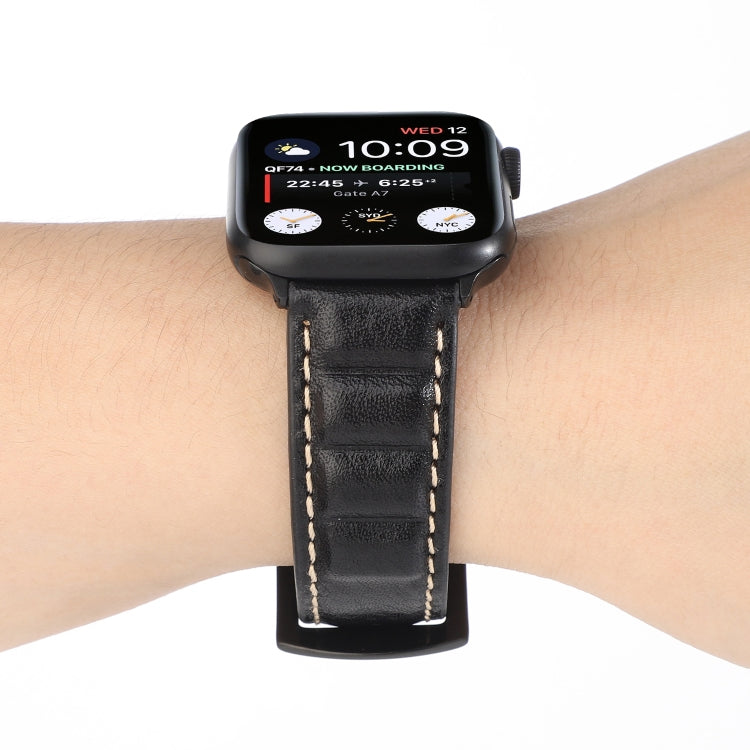 Genuine Leather Watch Band For Apple Watch Series 7 41mm / 6 & SE & 5 & 4 40mm / 3 & 2 & 1 38mm(Black) by bashfashion