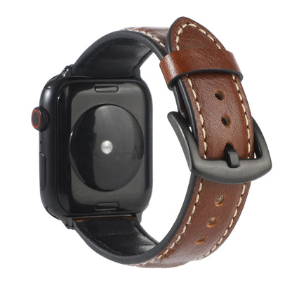 Genuine Leather Watch Band For Apple Watch Series 7 41mm / 6 & SE & 5 & 4 40mm / 3 & 2 & 1 38mm(Dark Brown) by bashfashion