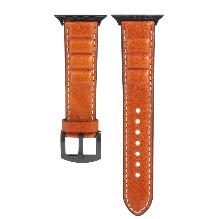 Genuine Leather Watch Band For Apple Watch Series 7 45mm / 6 & SE & 5 & 4 44mm / 3 & 2 & 1 42mm(Yellow Brown) by bashfashion