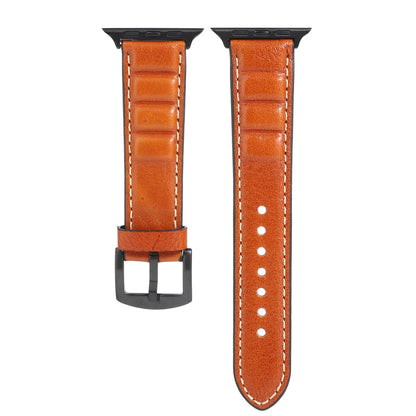 Genuine Leather Watch Band For Apple Watch Series 7 45mm / 6 & SE & 5 & 4 44mm / 3 & 2 & 1 42mm(Yellow Brown) by bashfashion