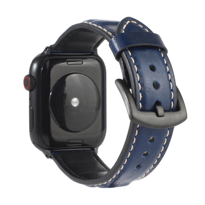 Genuine Leather Watch Band For Apple Watch Series 7 45mm / 6 & SE & 5 & 4 44mm / 3 & 2 & 1 42mm(Blue) by bashfashion