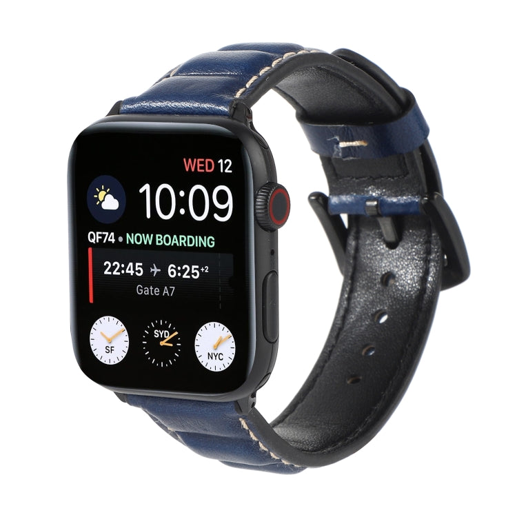 Genuine Leather Watch Band For Apple Watch Series 7 45mm / 6 & SE & 5 & 4 44mm / 3 & 2 & 1 42mm(Blue) by bashfashion