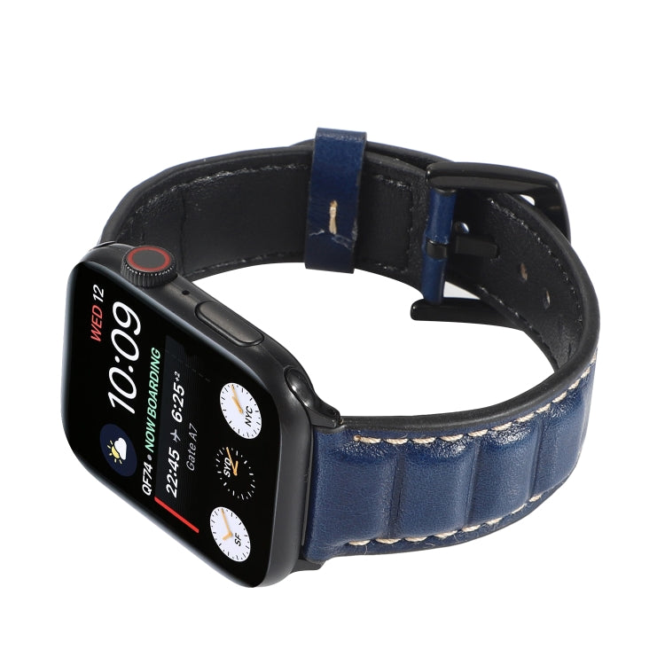 Genuine Leather Watch Band For Apple Watch Series 7 45mm / 6 & SE & 5 & 4 44mm / 3 & 2 & 1 42mm(Blue) by bashfashion