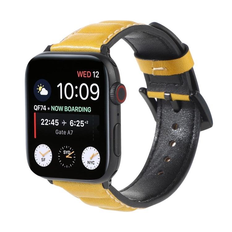 Genuine Leather Watch Band For Apple Watch Series 7 45mm / 6 & SE & 5 & 4 44mm / 3 & 2 & 1 42mm(Yellow) by bashfashion