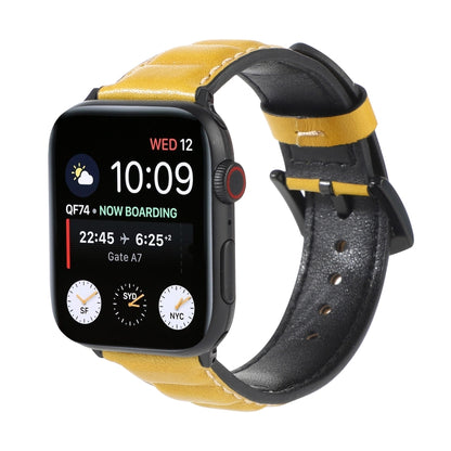 Genuine Leather Watch Band For Apple Watch Series 7 45mm / 6 & SE & 5 & 4 44mm / 3 & 2 & 1 42mm(Yellow) by bashfashion