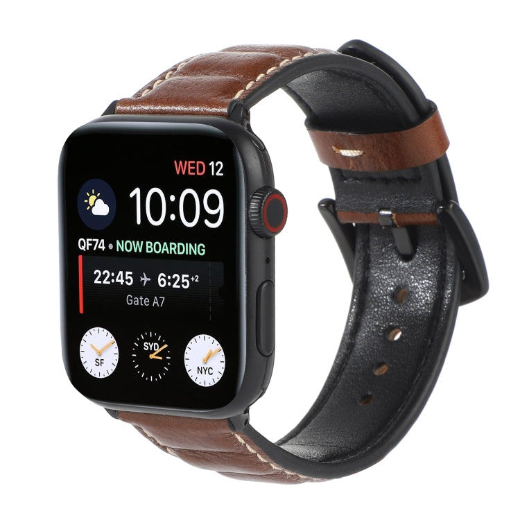 Genuine Leather Watch Band For Apple Watch Series 7 45mm / 6 & SE & 5 & 4 44mm / 3 & 2 & 1 42mm(Dark Brown) by bashfashion