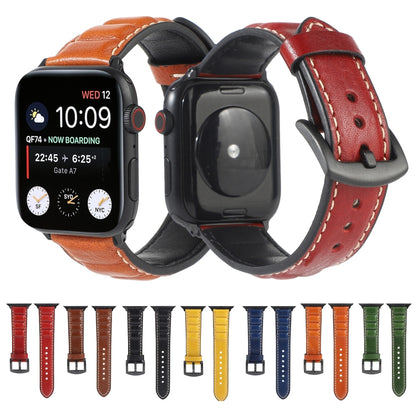 Genuine Leather Watch Band For Apple Watch Series 7 45mm / 6 & SE & 5 & 4 44mm / 3 & 2 & 1 42mm(Dark Brown) by bashfashion