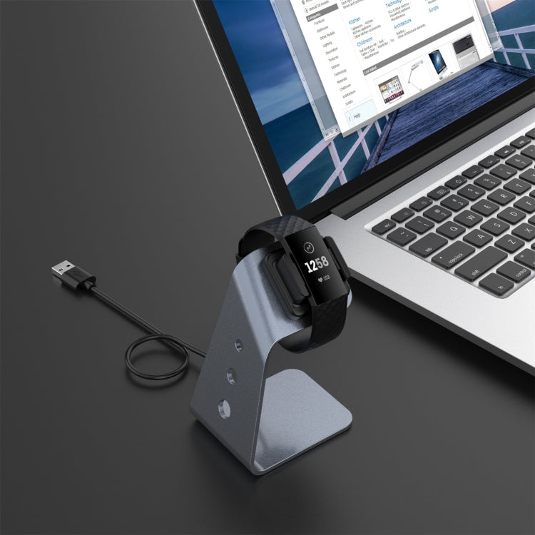 For Fitbit Charge 4 / 3 / 3 SE Universal Aluminum Alloy Charger Holder with Chip Protection, Support Fast Charging(Grey) by bashfashion