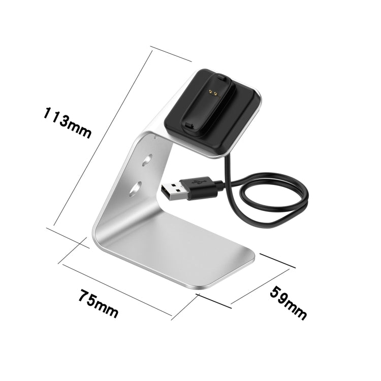 For Fitbit Inspire 2 Aluminum Alloy Charger Holder with Chip Protection, Support Fast Charging(Grey) by bashfashion