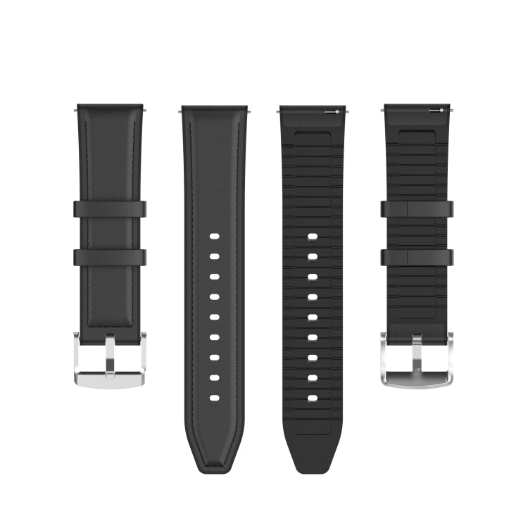 22mm Silicone Leather Watch Band for Huawei Watch GT 2 Pro(Black) by bashfashion