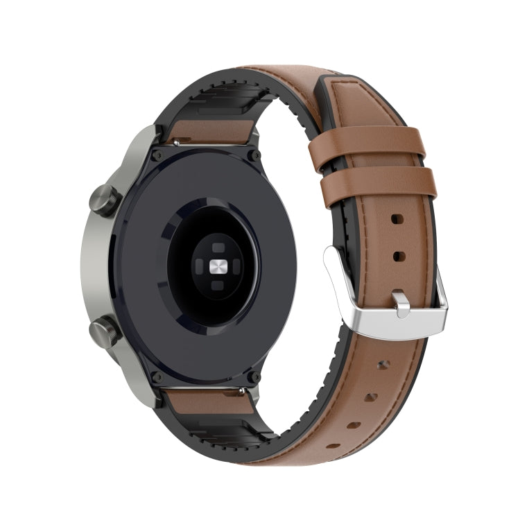 22mm Silicone Leather Watch Band for Huawei Watch GT 2 Pro(Brown) by bashfashion