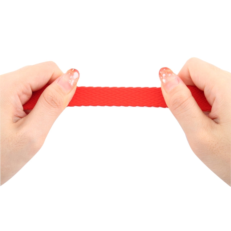 Single-turn Woven Pattern Silicone Watch Band For Apple Watch Series 7 45mm / 6 & SE & 5 & 4 44mm / 3 & 2 & 1 42mm, Size:L(Red) by bashfashion