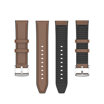 20mm Silicone Leather Watch Band for Huawei Watch GT 2 42mm(Brown) by bashfashion