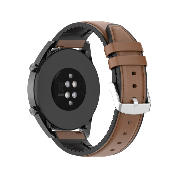 20mm Silicone Leather Watch Band for Huawei Watch GT 2 42mm(Brown) by bashfashion