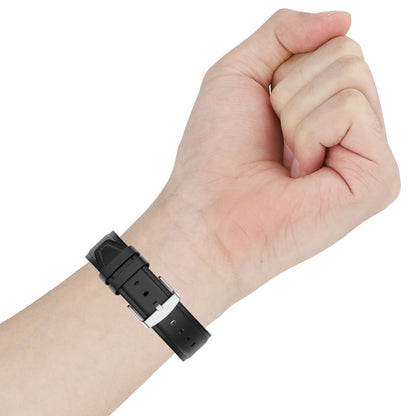 22mm Silicone Leather Watch Band for Huawei Watch GT 2 46mm(Black) by bashfashion