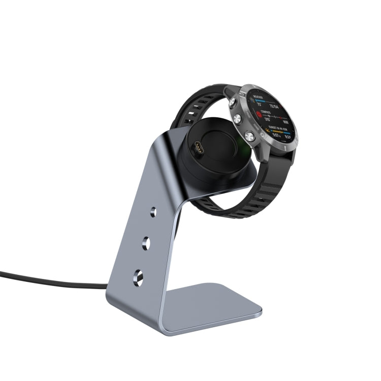 For Garmin Forerunner 745 / Venu Sq / Fenix 6 Universal Aluminum Alloy Magnetic Charger Holder with Chip Protection, Support Fast Charging, Style:Left Interface(Grey) by bashfashion