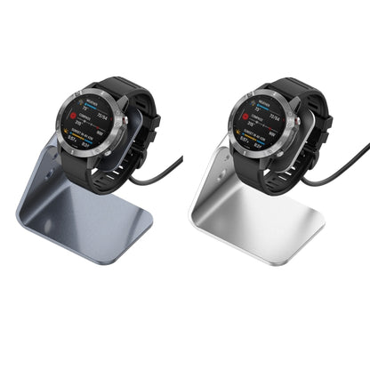 For Garmin Forerunner 745 / Venu Sq / Fenix 6 Universal Aluminum Alloy Magnetic Charger Holder with Chip Protection, Support Fast Charging, Style:Left Interface(Grey) by bashfashion