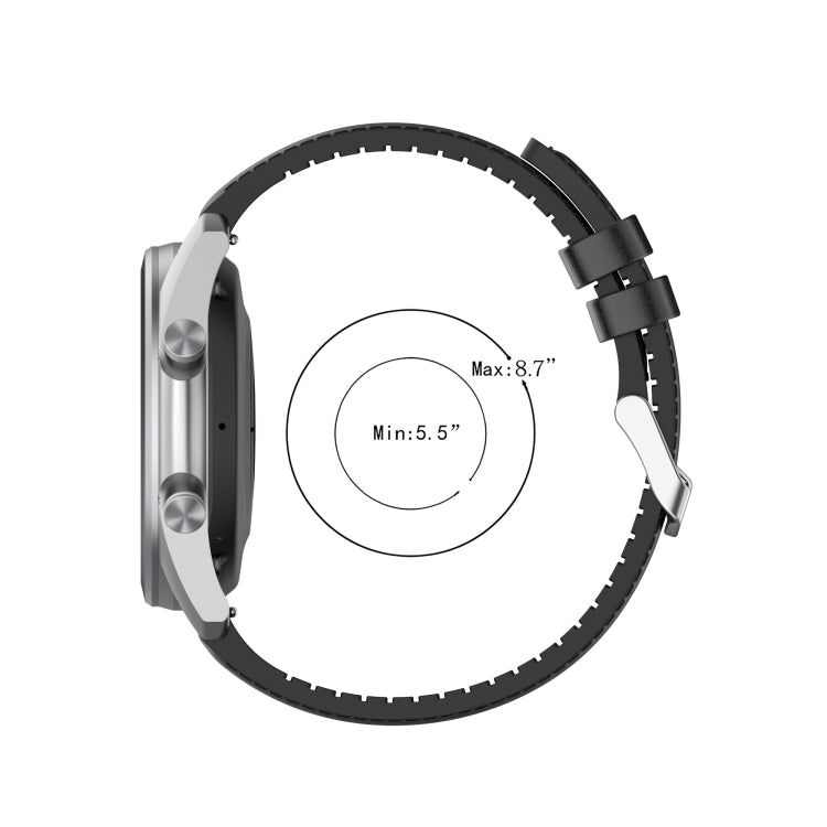 22mm Silicone Leather Watch Band for Samsung Galaxy Watch 3 45mm(Black) by bashfashion