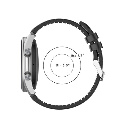 22mm Silicone Leather Watch Band for Samsung Galaxy Watch 3 45mm(Black) by bashfashion