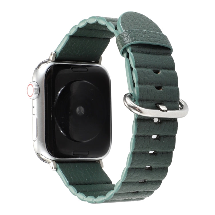 Loop Stripes Watch Band with Iron Buckle For Apple Watch Series 7 41mm / 6 & SE & 5 & 4 40mm / 3 & 2 & 1 38mm(Dark Green) by bashfashion